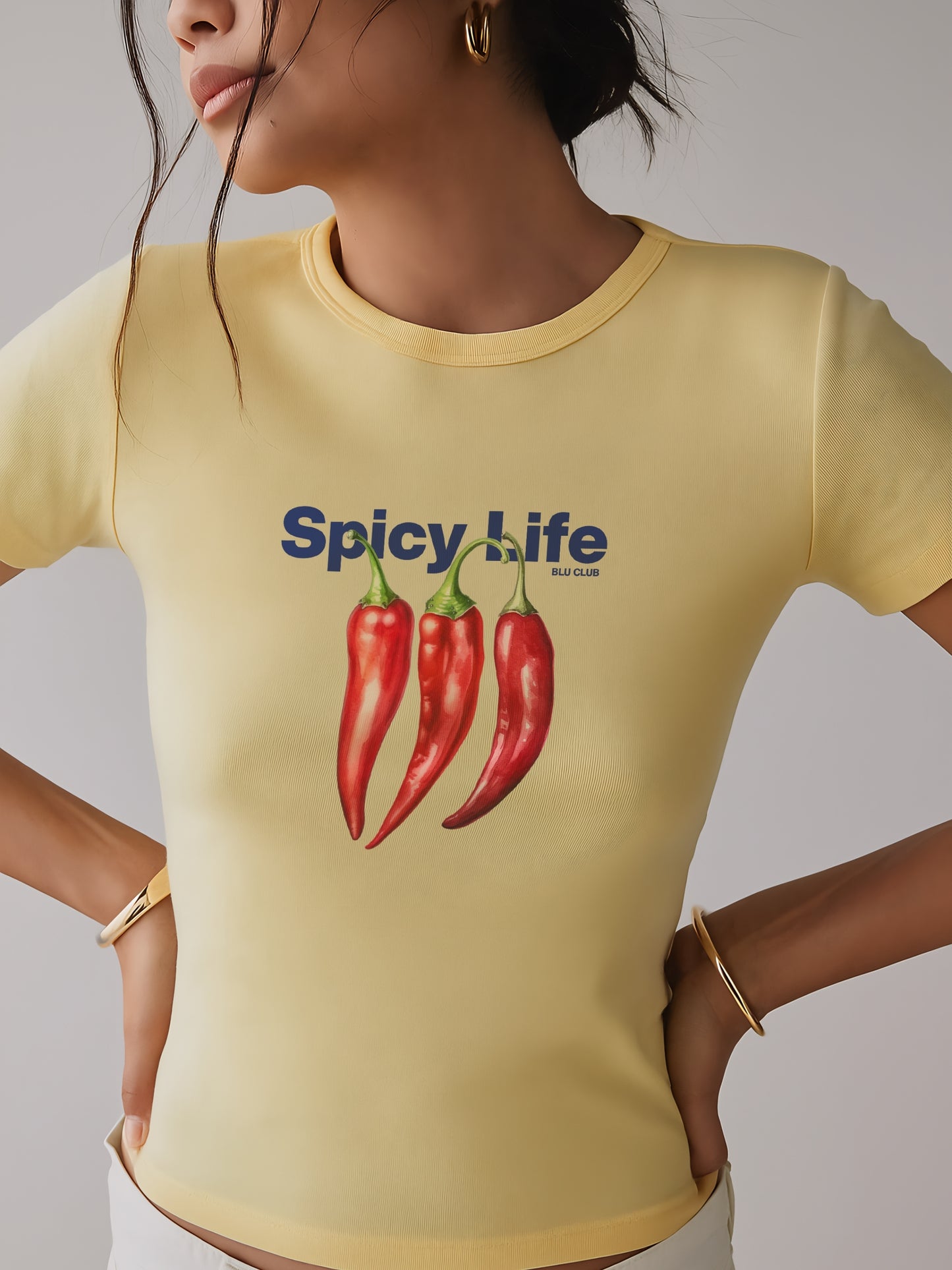 Spicy Life Crop T-Shirt-Yellow