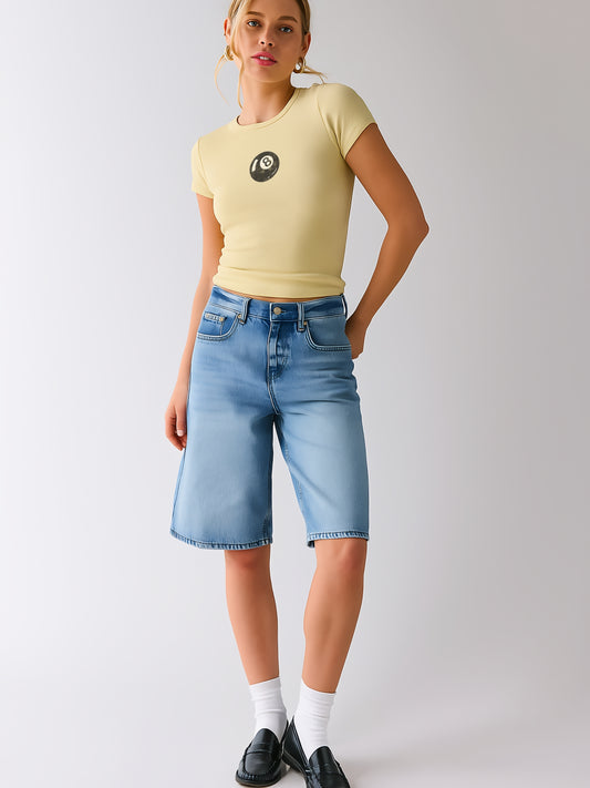 8 Ball Crop T-Shirt-Yellow