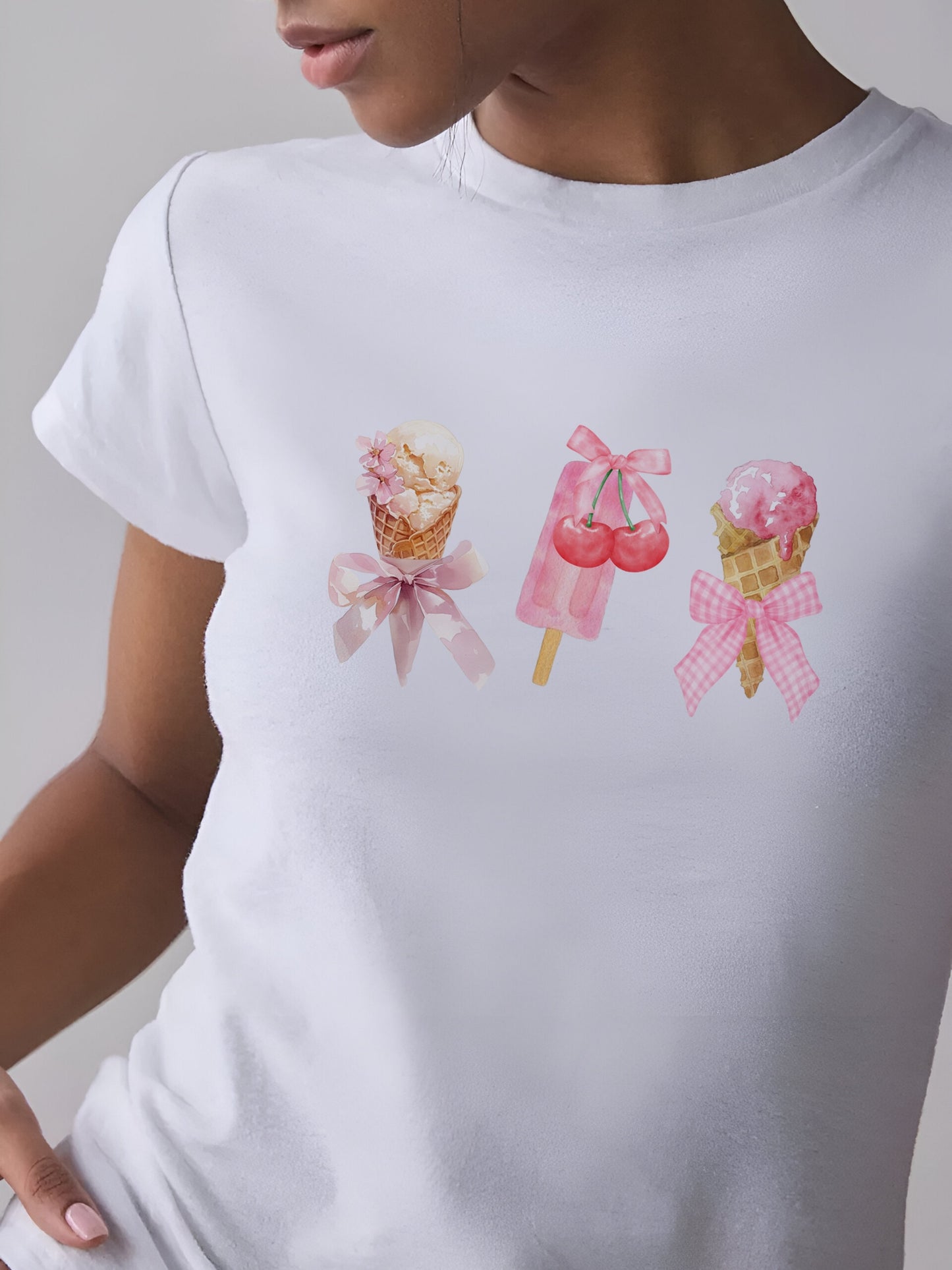 Icecream Pookie Crop T-Shirt-White