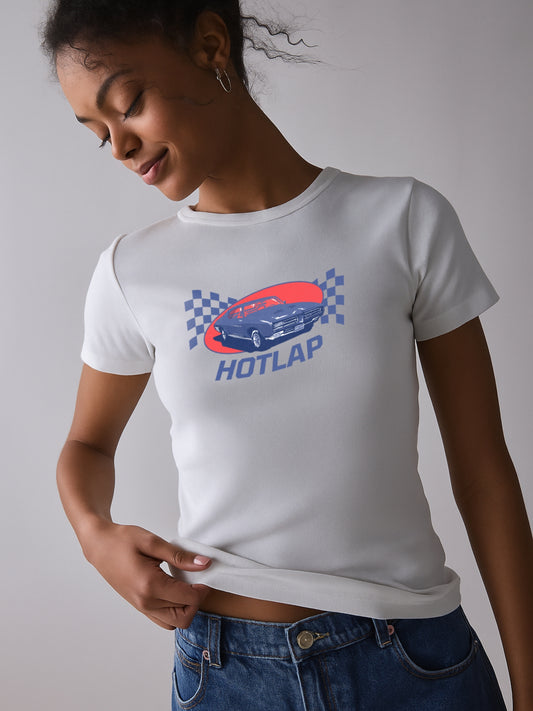 Hotlap Racing Crop T-Shirt- White