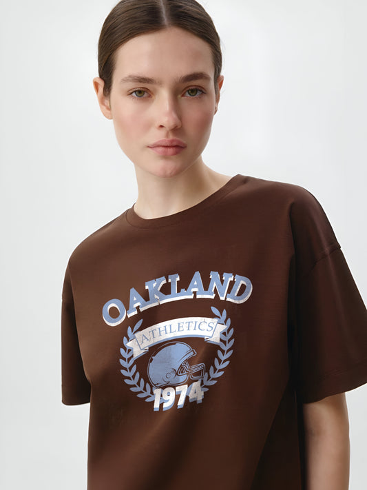 Oakland Oversized T-Shirt- Brown