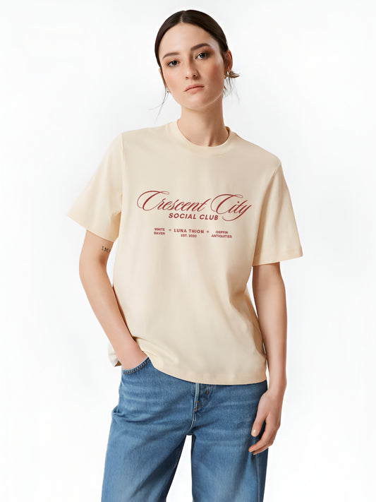 Crescent City Oversized T-Shirt- Beige