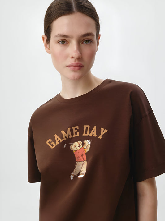 Game Day Oversized T-Shirt- Brown