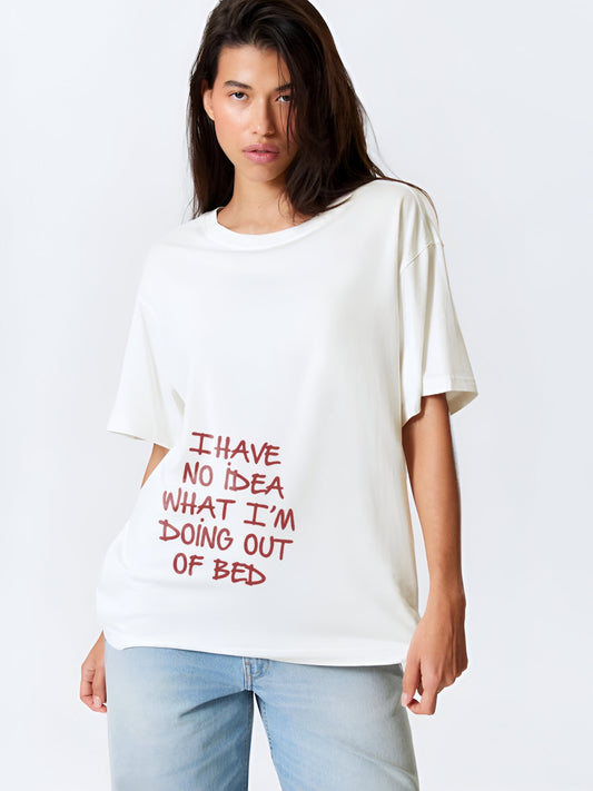 Out of bed Oversized T-Shirt- White