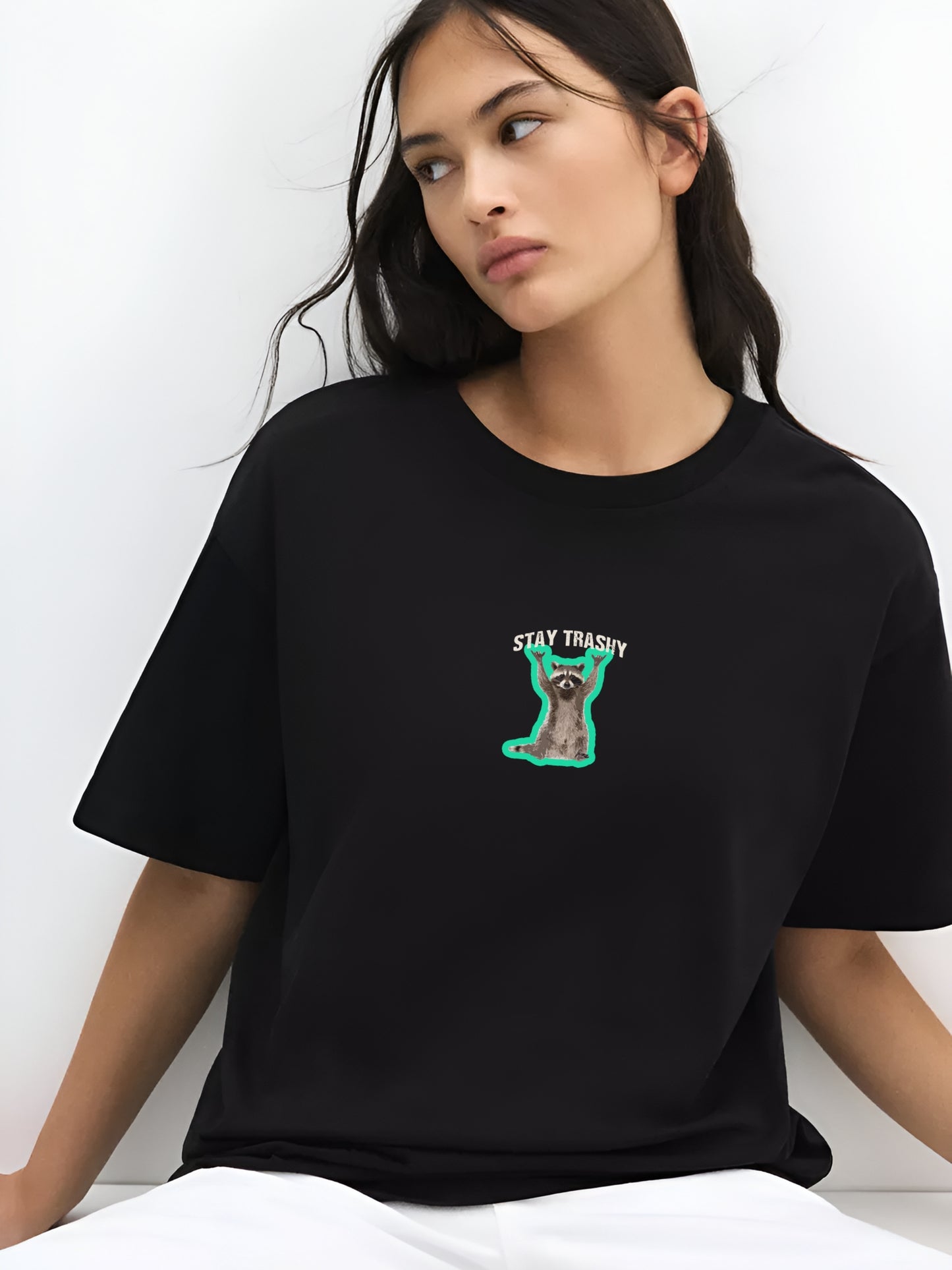 Stay Trashy Oversized T-Shirt- Black