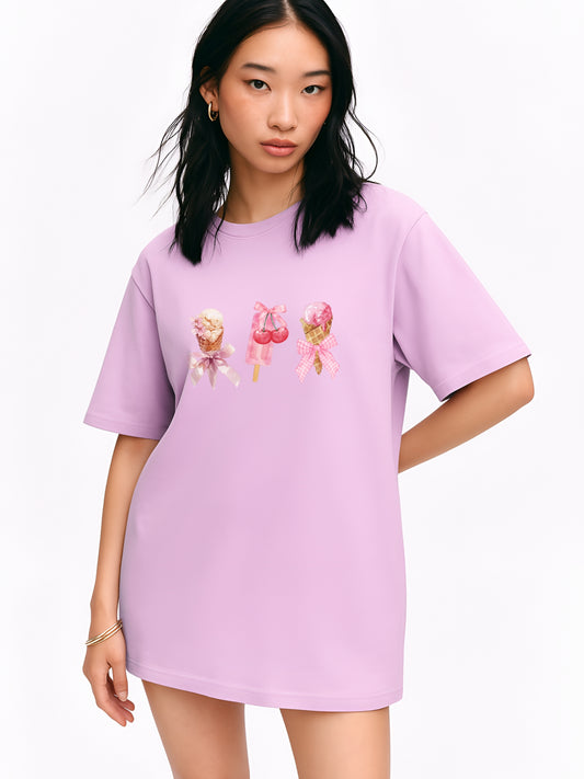 Icecream Pookie Oversized T-Shirt- Lavender