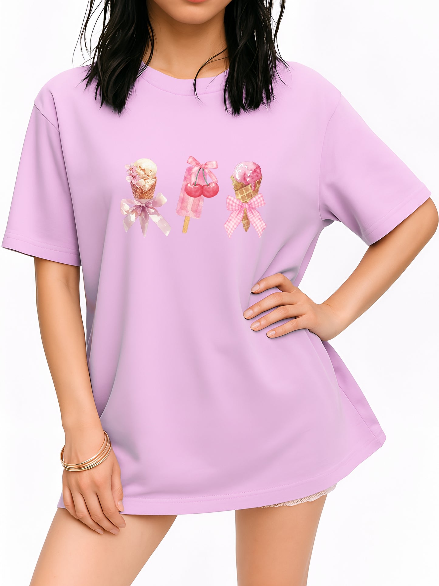 Icecream Pookie Oversized T-Shirt- Lavender