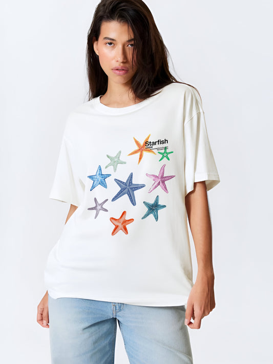 Starfish Crew Oversized T-Shirt- White
