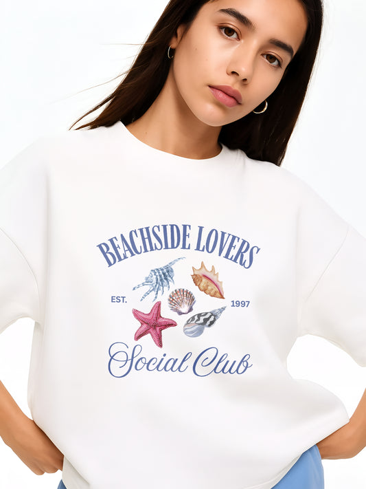 Beachside Lovers Oversized T-Shirt- White