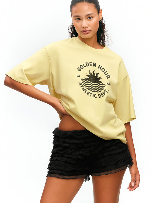 Golden Hour Athletics Oversized T-Shirt- Yellow