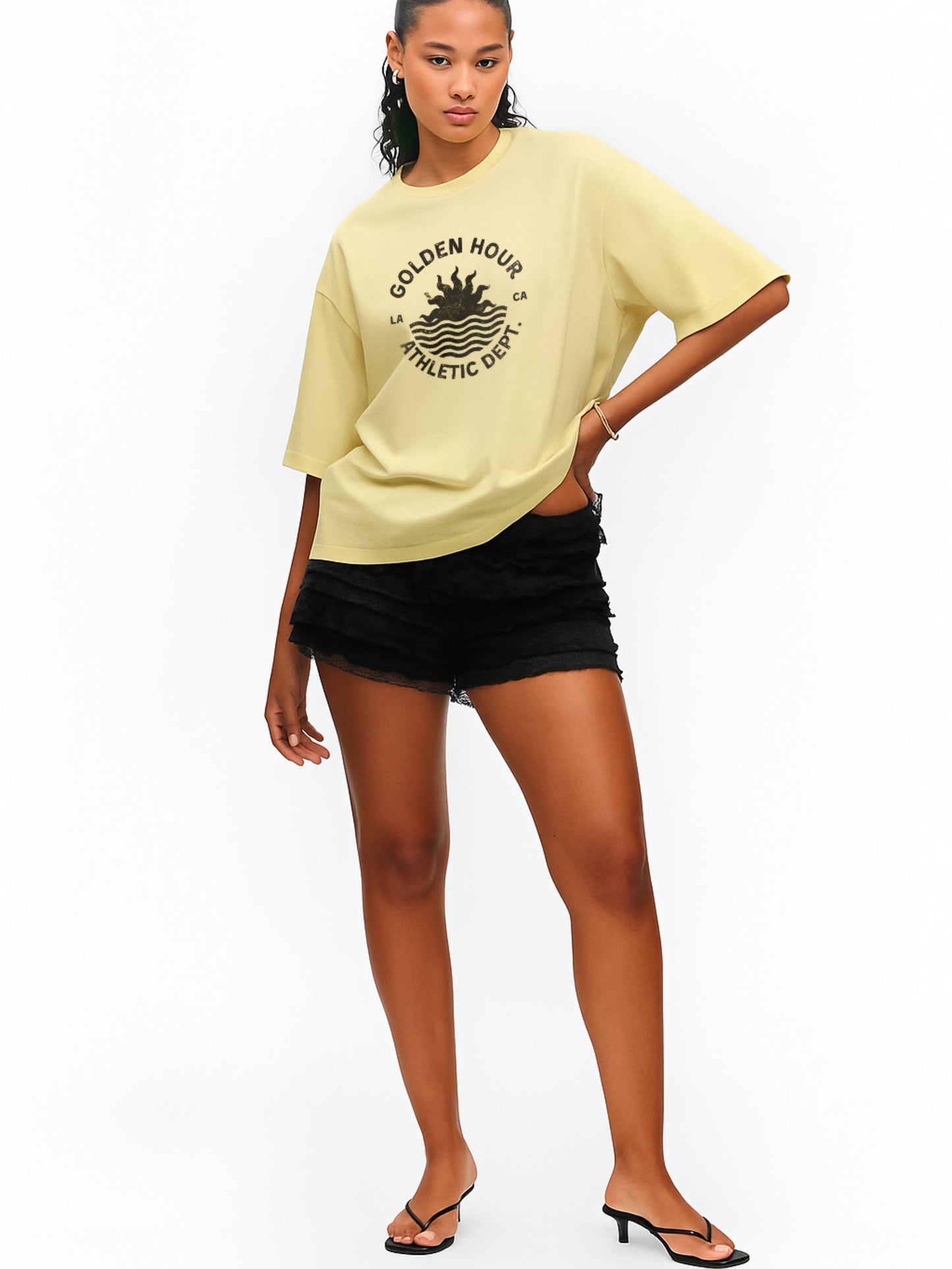 Golden Hour Athletics Oversized T-Shirt- Yellow