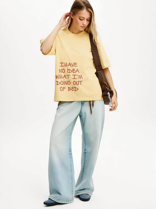 Out of bed Oversized T-Shirt- Yellow