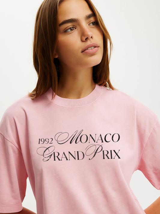 Monaco Grand Prix Oversized T-Shirt- Pink