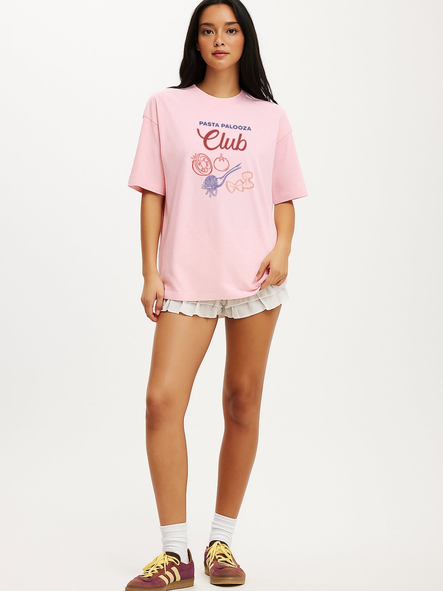 Pasta Palooza Club Oversized T-Shirt- Pink