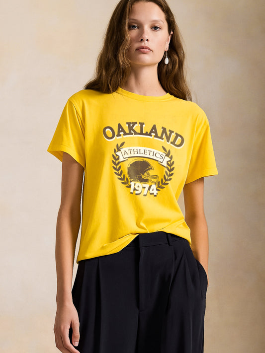 Oakland T-Shirt- Yellow Regular Fit T-Shirt