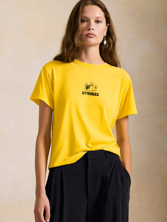 Strikes T-Shirt- Yellow Regular Fit T-Shirt