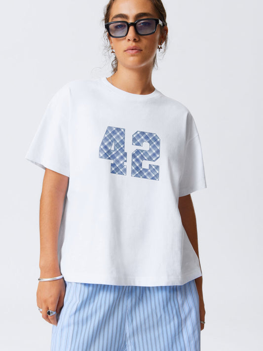Checkered 42 T-Shirt- White Regular Fit T-Shirt