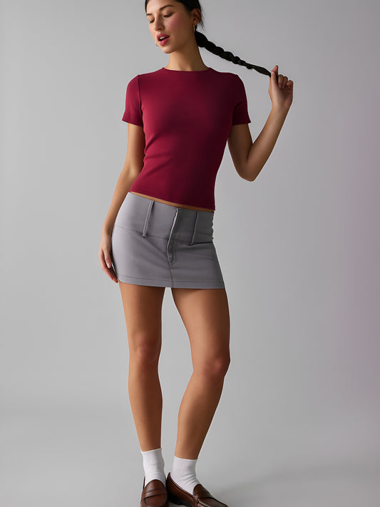 Red Crop Fitted T-Shirt