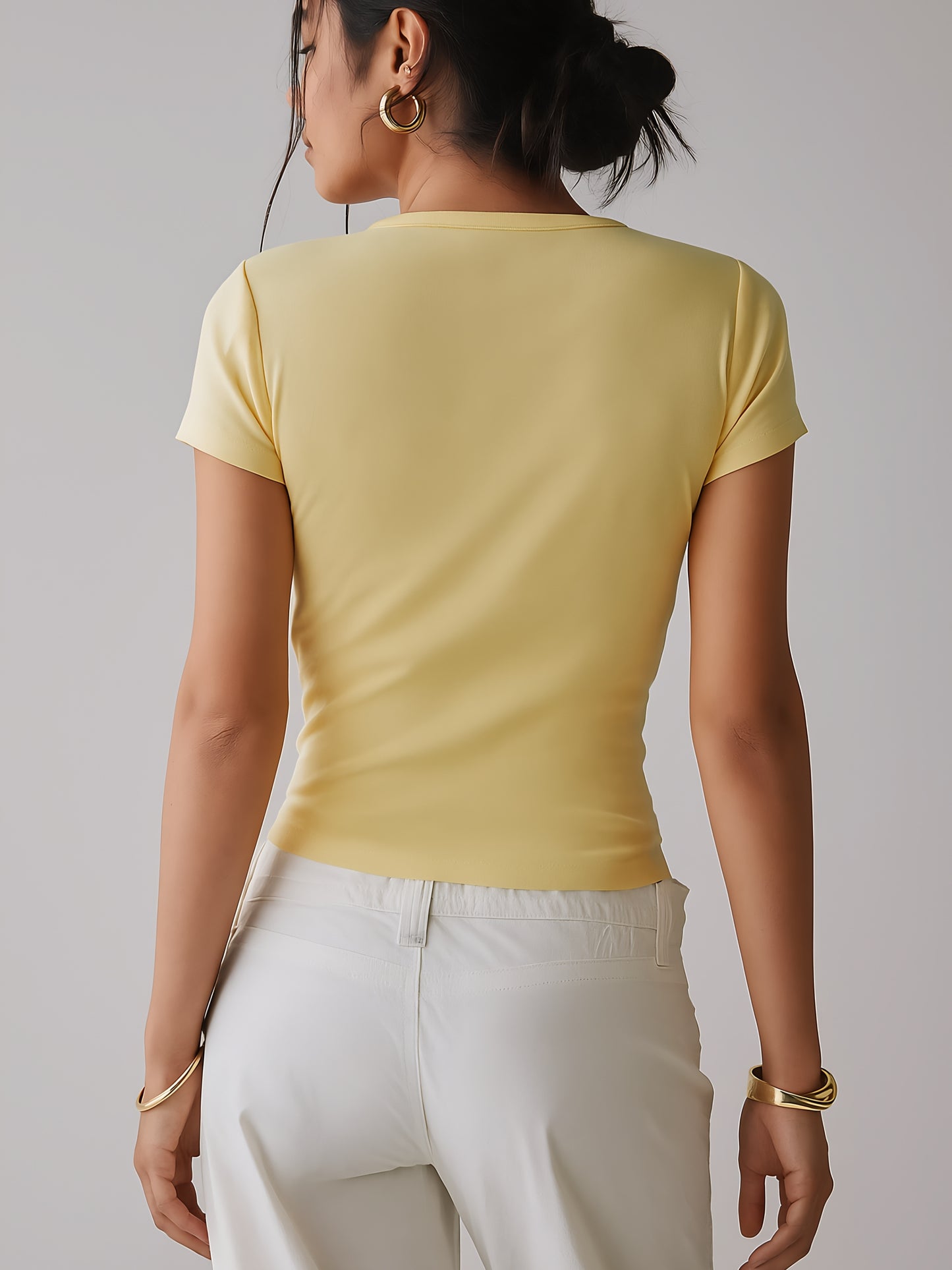 Yellow Crop Fitted T-Shirt