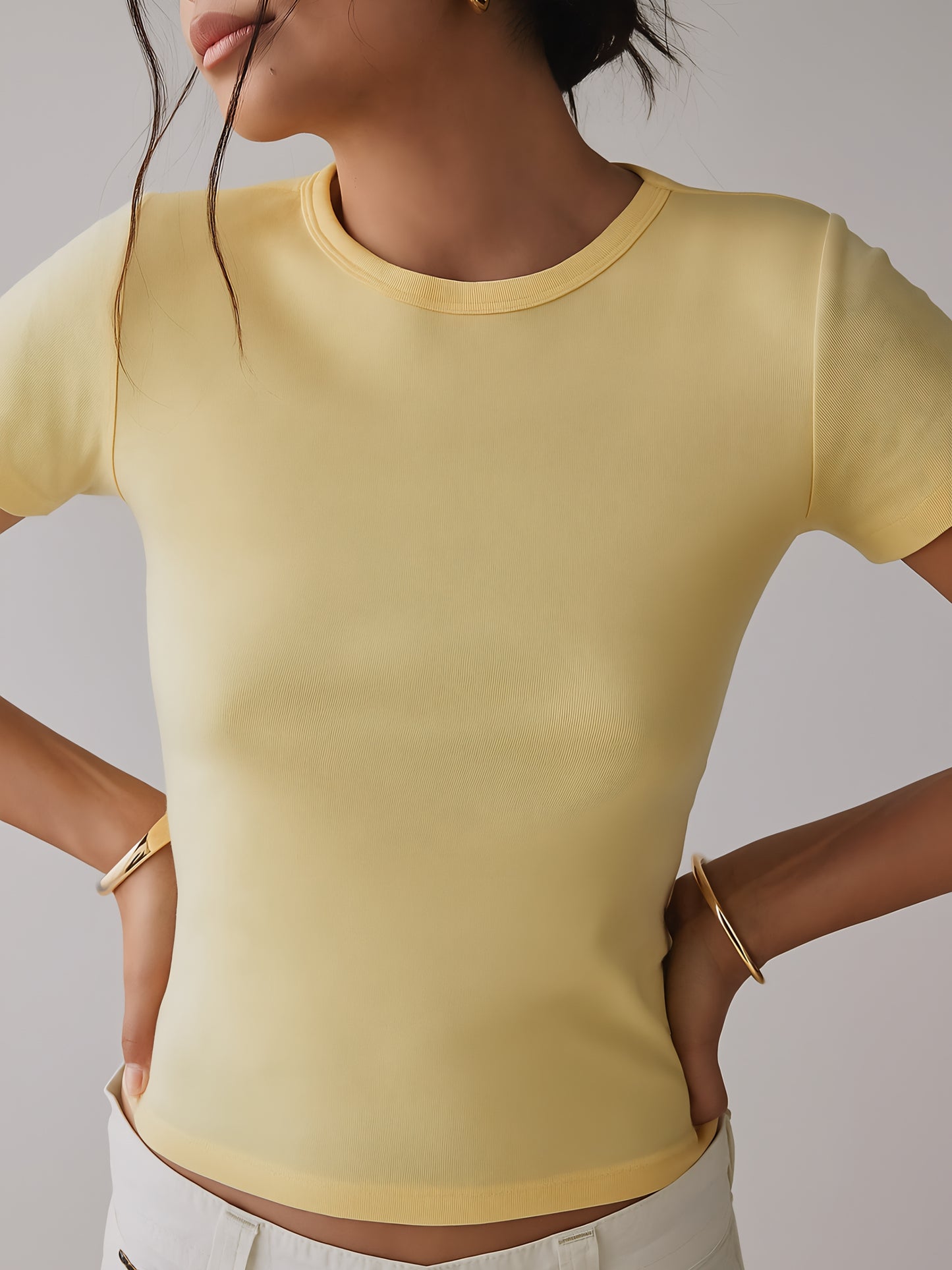 Yellow Crop Fitted T-Shirt