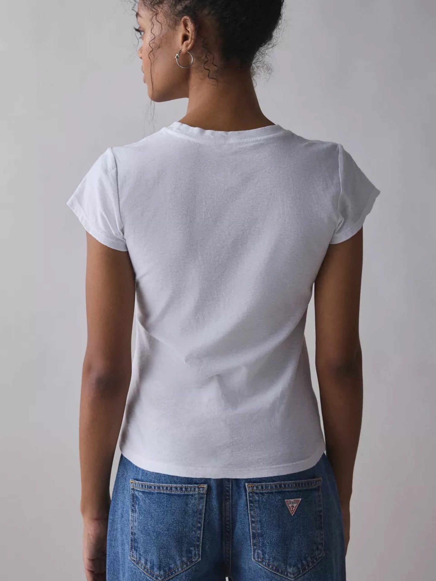 White Crop Fitted T-Shirt