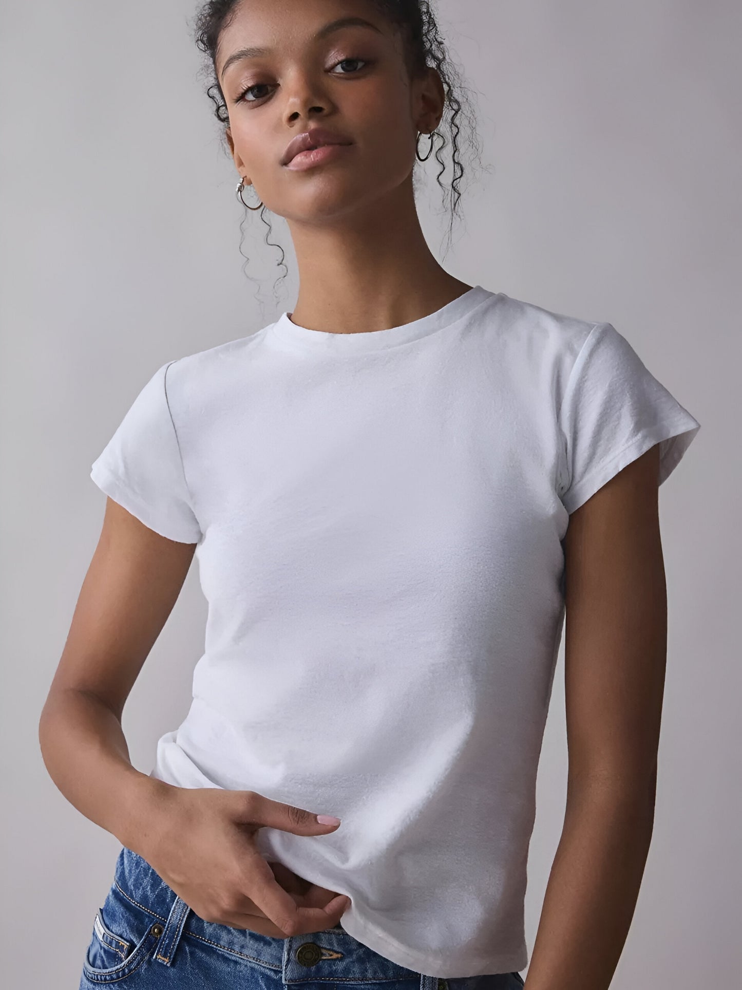 White Crop Fitted T-Shirt