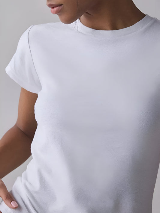 White Crop Fitted T-Shirt