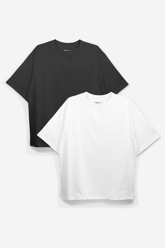 Black+White Oversized T-Shirt (Combo of 2)