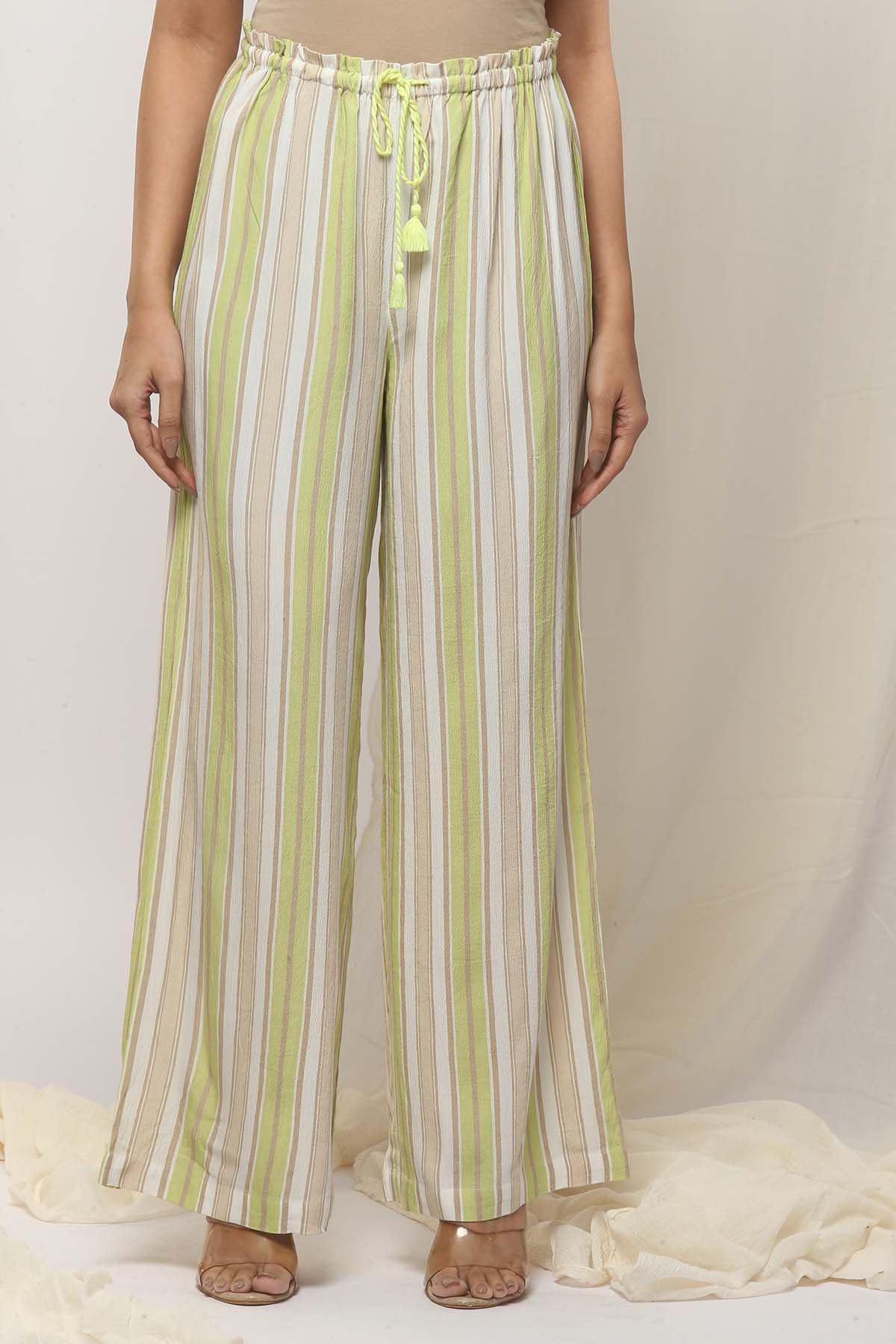 Lime Green Crinkle Stripe Set