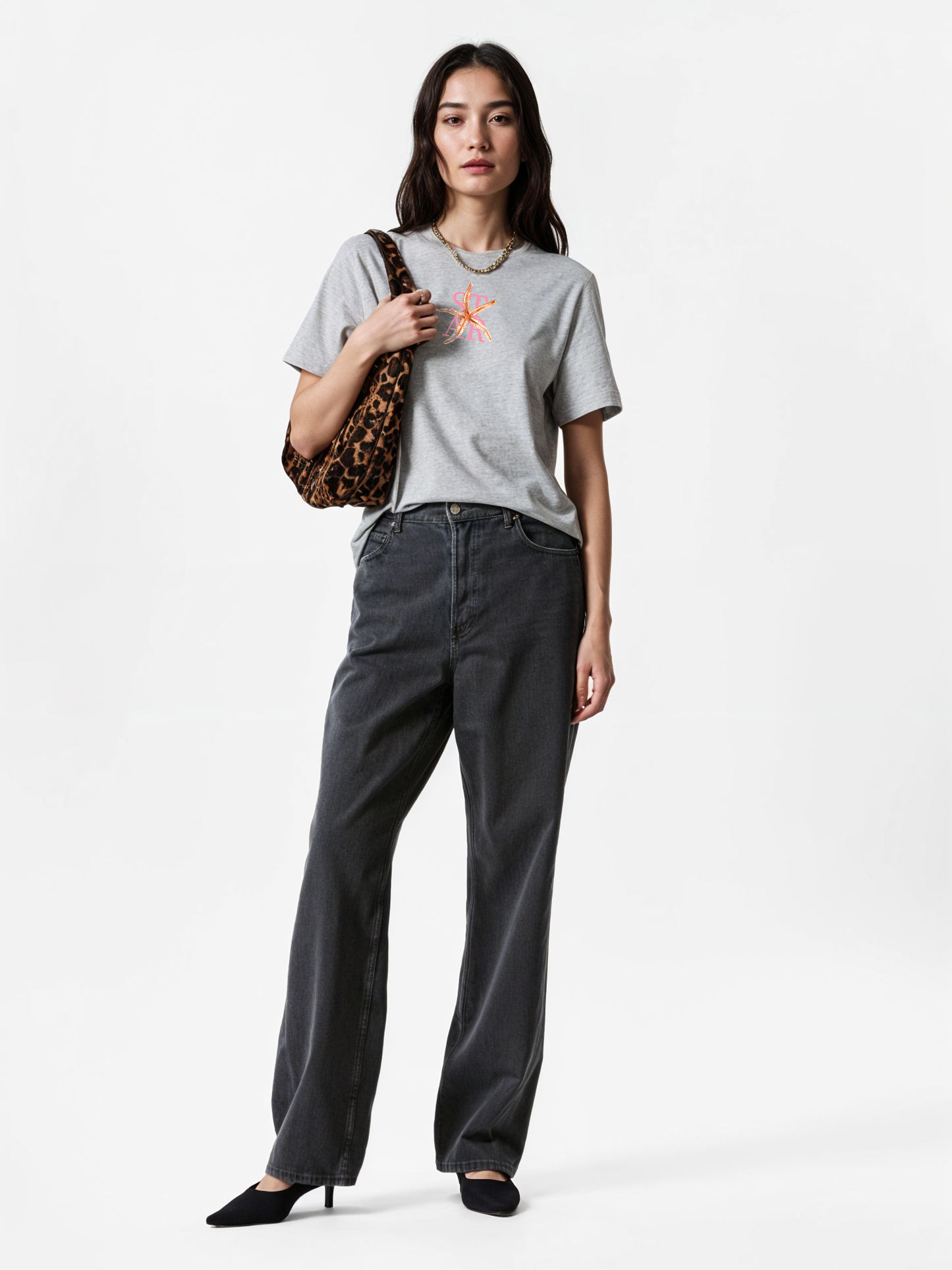 Starfish Pink T-Shirt- Melange Grey Regular Fit T-Shirt