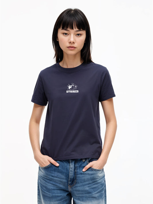 Strikes T-Shirt- Navy blue Regular Fit T-Shirt