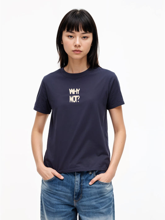 Why not T-Shirt- Navy blue Regular Fit T-Shirt